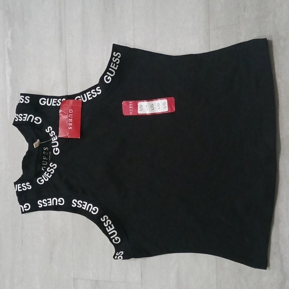 Women's Guess Logo Black and White Cropped Top. SIZE LARGE. - Picture 4 of 11